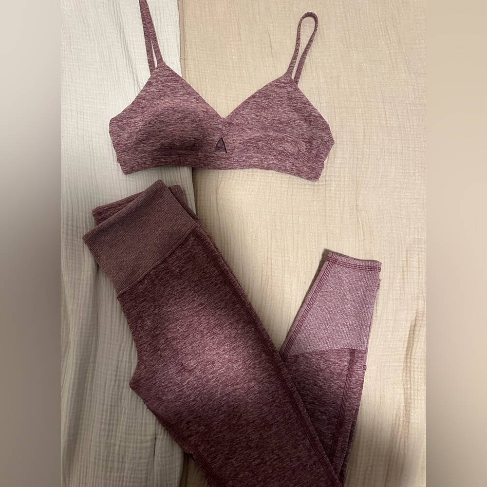 Purple alo yoga set (top size S, leggings XS)